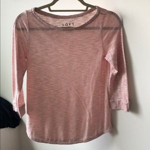 Red and white striped 3/4 shirt